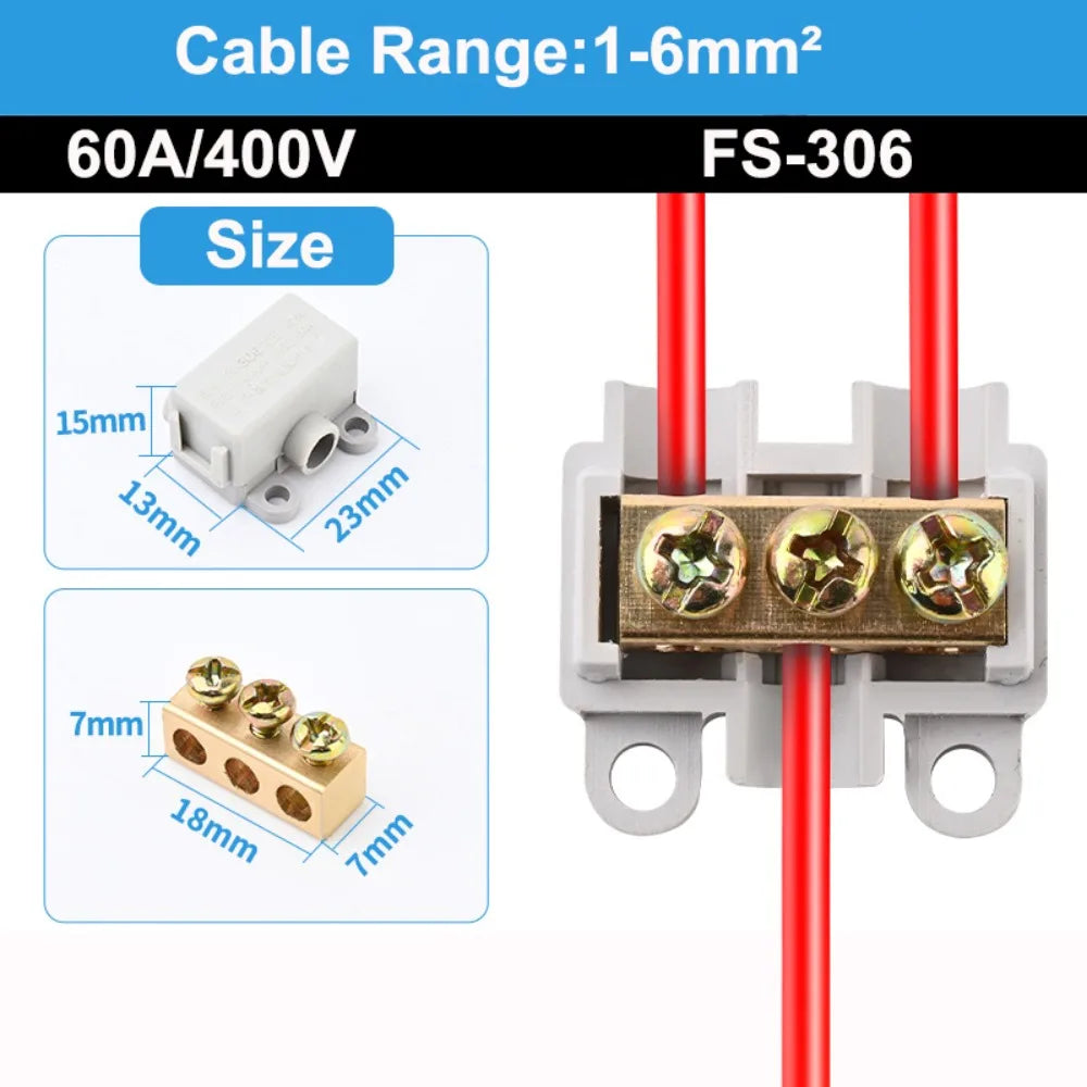 New Conductor Brass High Power Splitter Large Current Universal Quick Terminal Block Terminal Blocks Electrical