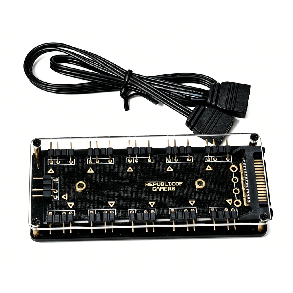 10 Port 5V 3PIN ARGB Fan Hub SATA Powered RGB Splitter for PC Case Addressable RGB Fan Light Strip
