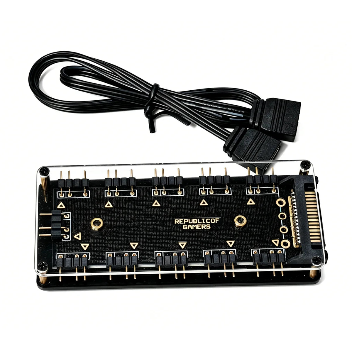 10 Port 5V 3PIN ARGB Fan Hub SATA Powered RGB Splitter for PC Case Addressable RGB Fan Light Strip
