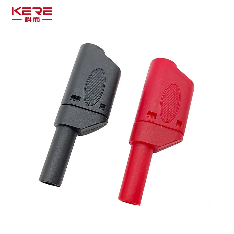 20PCS/ 4mm Male Retractable Sheath Stackable Banana Plug Shrouded Fully Insulated Safety Wire Solder Connector Black Red