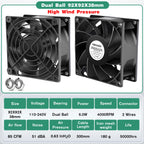 YOUNUON 60mm 80mm 90mm 120mm EC Brushless Fan AC 110V 115V 120V 220V 240V Axial Fan with Srews/Grill 6025 8025 9225 12025 12038