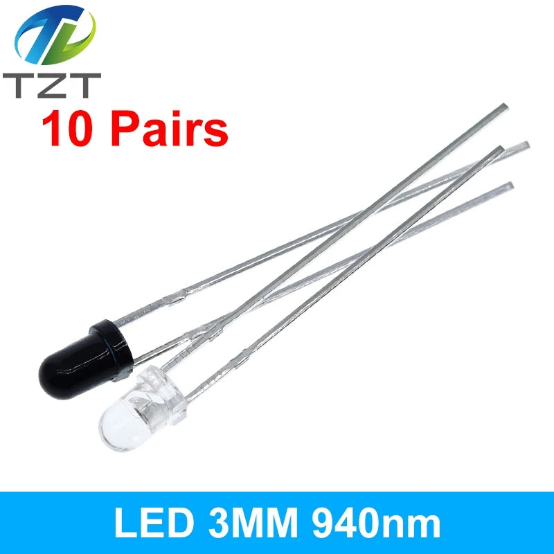 F3 3MM 940nm LEDs infrared emitter and IR receiver diodes each 5pcs Infrared to tube For arduino