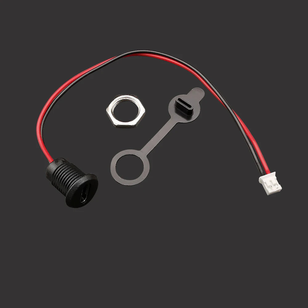 USB Type C 2 Pin Waterproof Female Socket to JST PH 2.0mm 2 Pin Plugs Wire Cable Connector USB-C DIY Charging Port With Nut