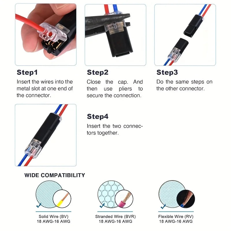 Electric Wire Connector No Stripping Quick Cable Connectors Detachable Automotive Terminal Connector LED Cable Buckle Connector
