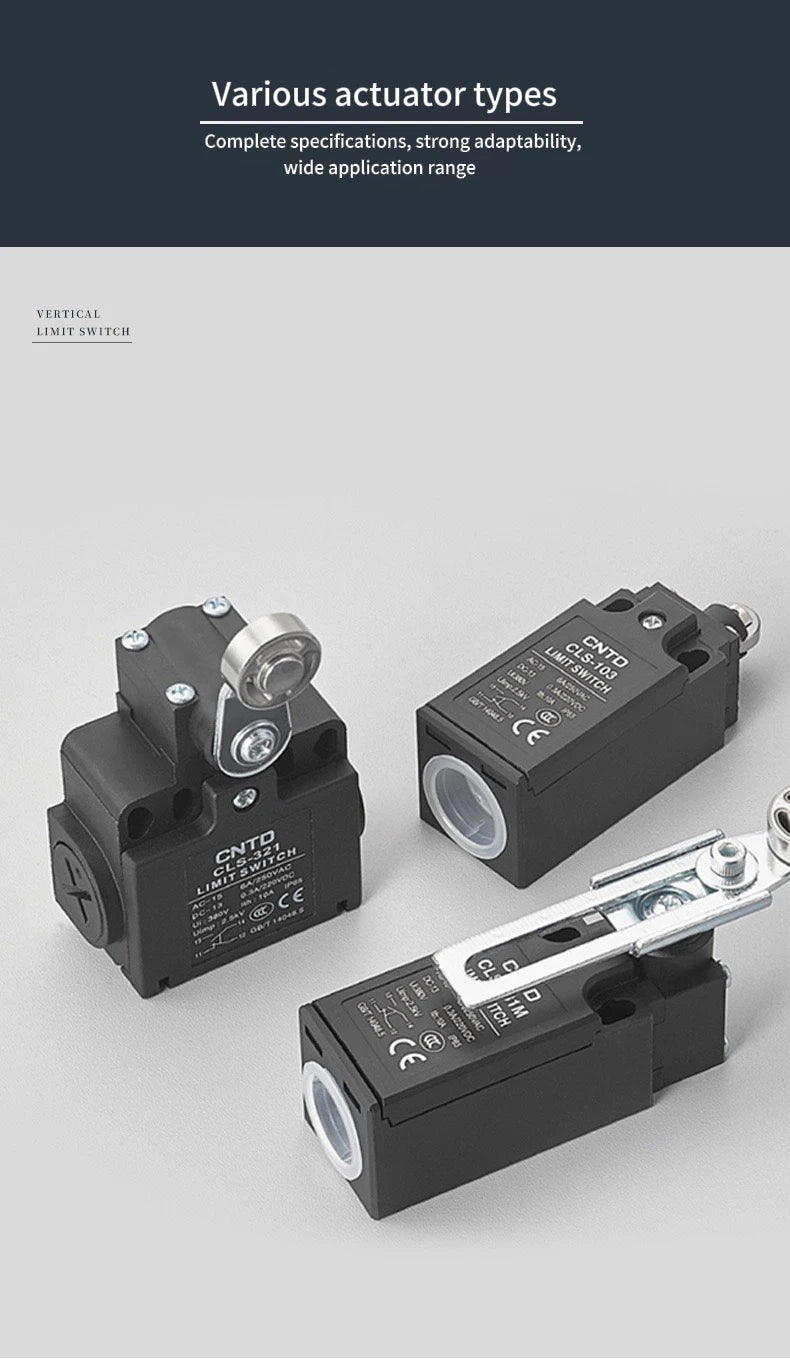 CNTD CLS-111 Limit Switch Left Horizontal Cantilever Roller 1NO/1NC IP65 Waterproof Oilproof Dual Circuit 6A 250VAC 0.3A 220VDC