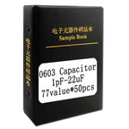 Resistor Book capacitor Book 2 in 1 Smd Book chip Sample 0201 0402 0603 0805 1206 170 values 25pcs 0R~10M 1% resistor assortment