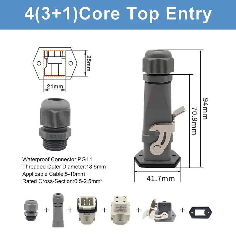 HA Heavy Duty Connector Kit 4/5/6/8 Core Pins Male&Female Insert Plug HDC-HA Rectangular Waterproof Industrial Aviation Socket