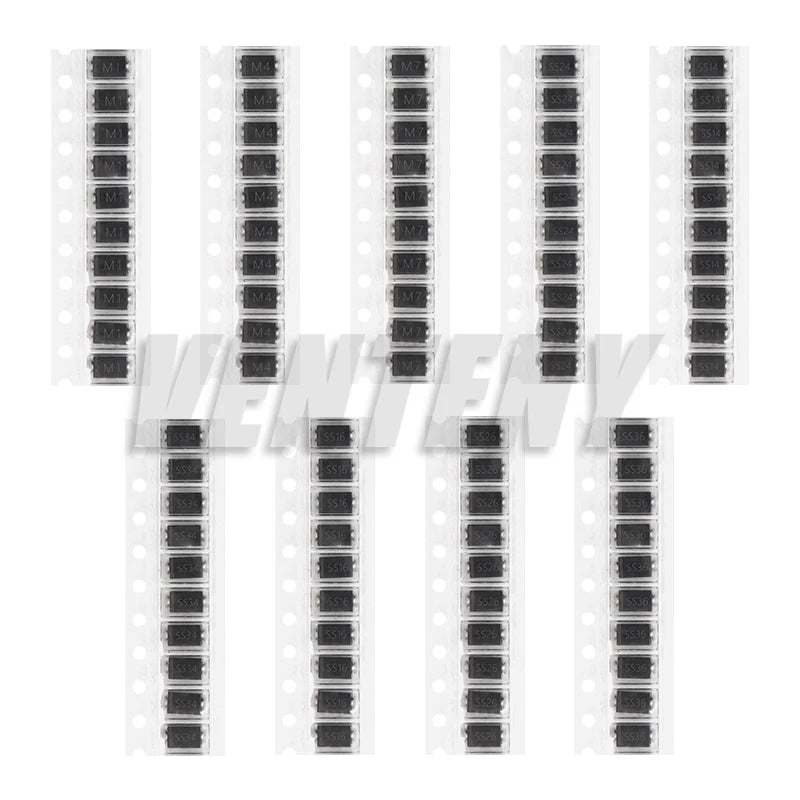 90PCS Rectifier Diode SS14 SS24 SS34 1N4007 1N4001 1N4004 SS16 SS26 SS36 SMD Schottky Diode Assort Kit