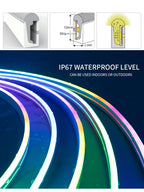 Dream Color LED Neon Strip WS2811 5050 RGBIC P67 Waterproof   Addressable Smart IC Flexible Light Tape for Room DIY DC12V/24V