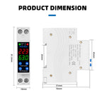 18MM 1P+N 63A 230V Dual Display Adjustable Digital Over Under Voltage Relay Surge Protector Limit Over Current Protection
