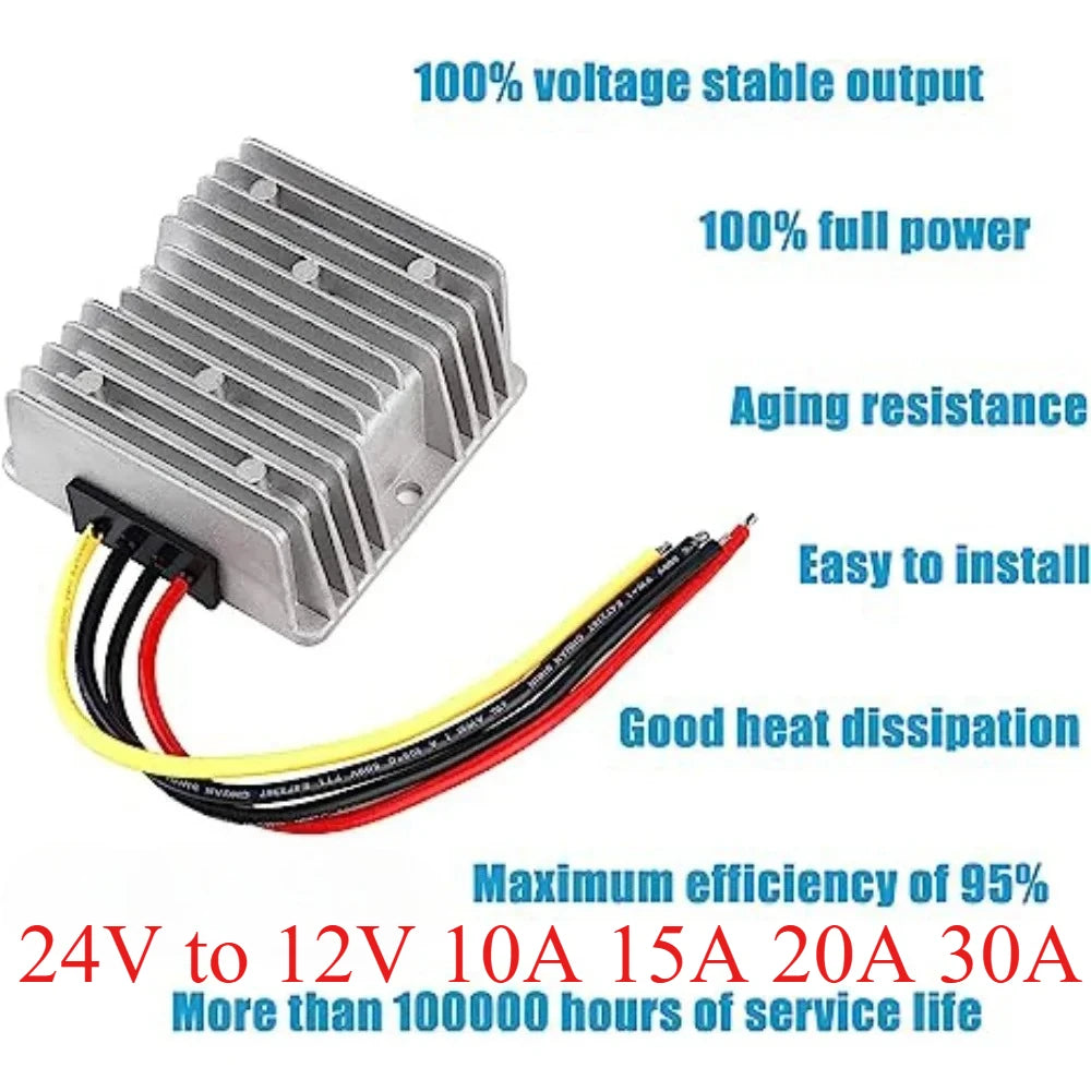 24V to 12V 10A 15A 20A 30A Step Down Converter 24V-12V DC Buck Voltage Regulator for Cars Boat Solar Switching Power Supply