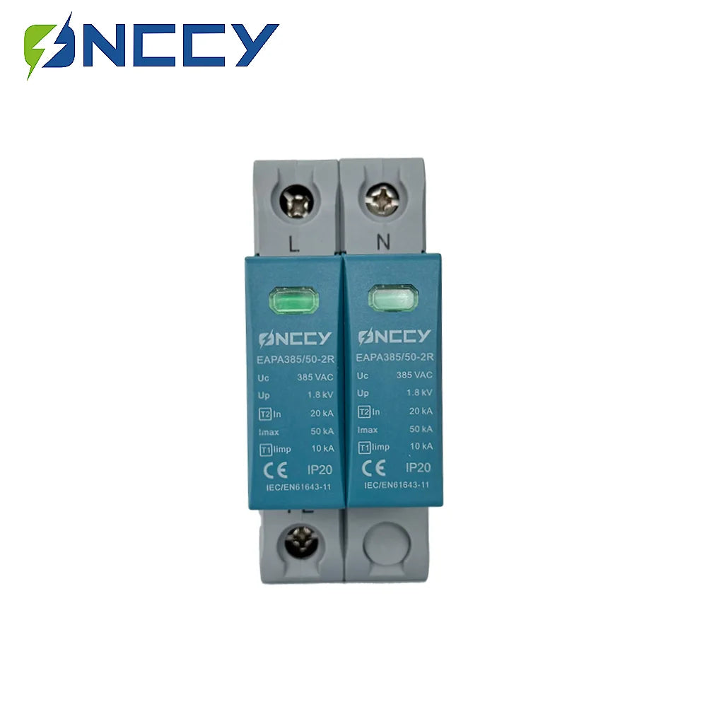 ONCCY 50KA AC SPD ,T1+T2 Class, 2P Surge Protector,AC 275V 230V 220V Din Rail House Surge Protector，Remote Signal Optional