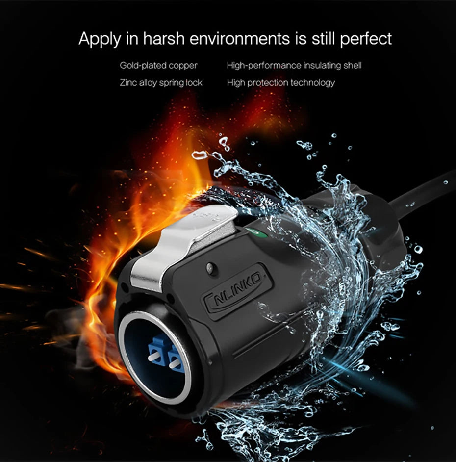 CNLINKO M24 Fiber Optic Connector LC High Performance Single Mode Conenctor Quick Assembly Waterproof IP68 for Networking FTTH