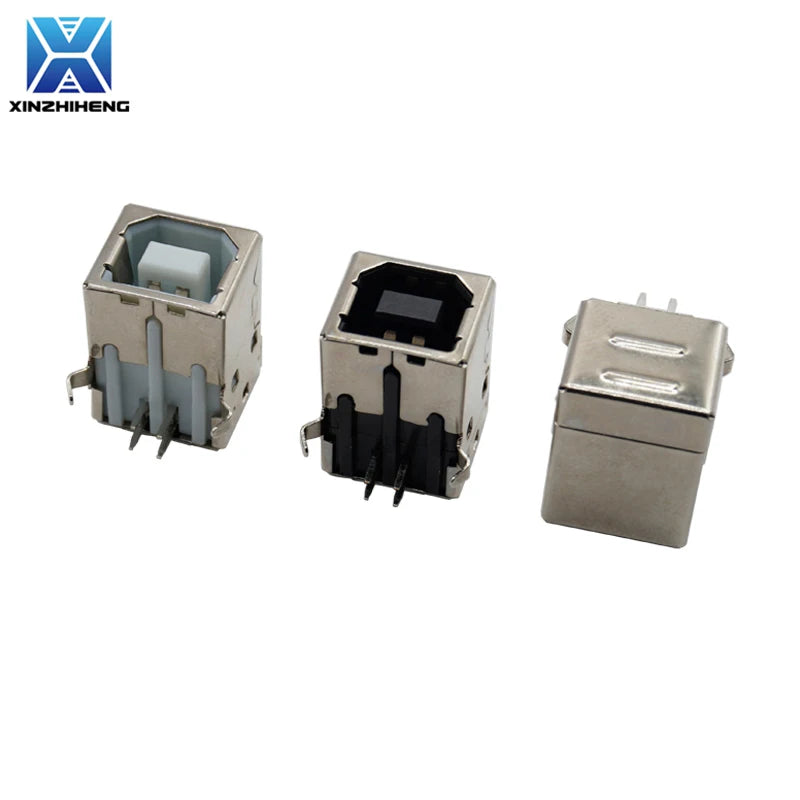 5pcs Square USB-B Type Female Socket 90/180 Degrees 4Pin Right Angle PCB Welding Connector For USB D-type Printer Interface