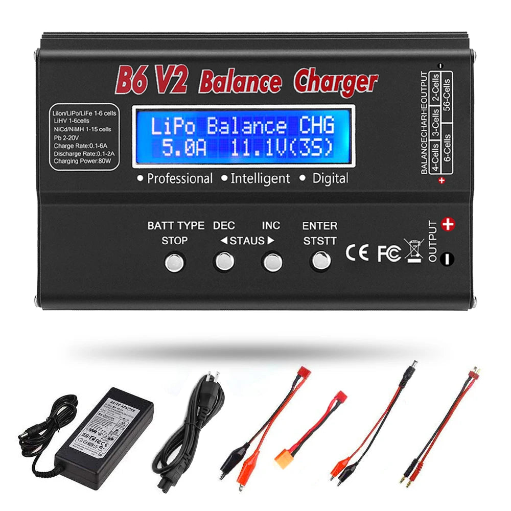 HTRC IMAX B6 V2 Balance Charger  80W Professional Digital Discharger For LiHV LiIon LiFe NiCd NiMH PB Battery RC LiPo Charger