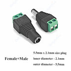 1-10Pcs 5.5 x 2.1mm 12V DC Power Male Plugs Connector Female Jack Screw Nut Panel Mount Adapter For DIY Projects Connector