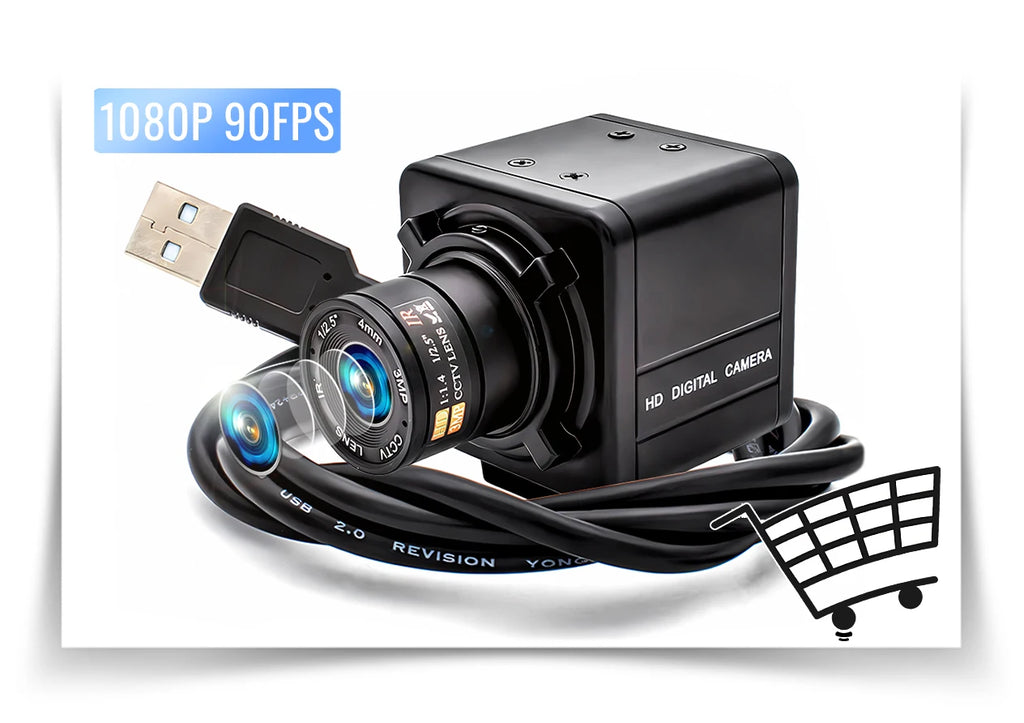 WGWK USB Camera Module 120FPS 720P 1080P 90FPS Global Shutter 8mm 42° Without Blur M12 Lens AR0234 Board High Frame Rate Camera