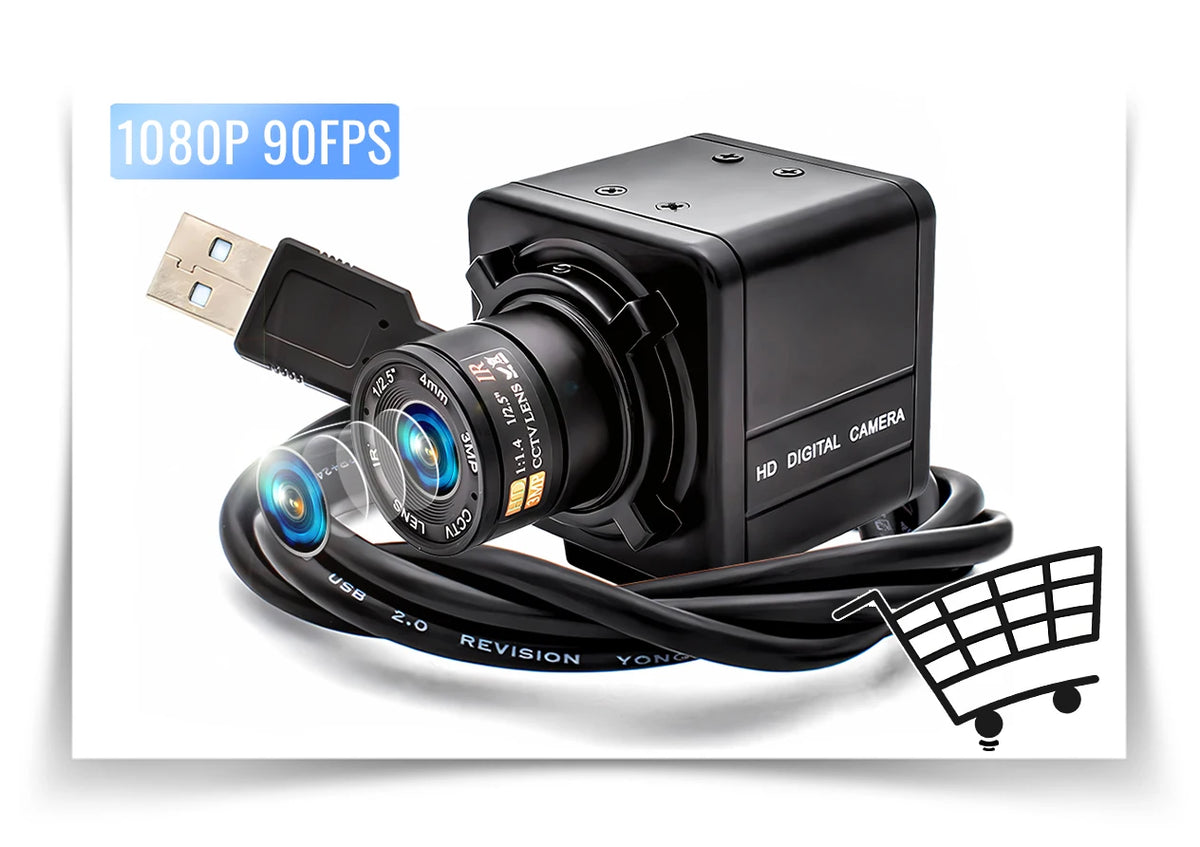 WGWK Global Shutter 12mm USB Camera Module 120FPS 720P 90FPS 1080P Without Blur 26Degree M12 Lens AR0234 Board High Frame Camera