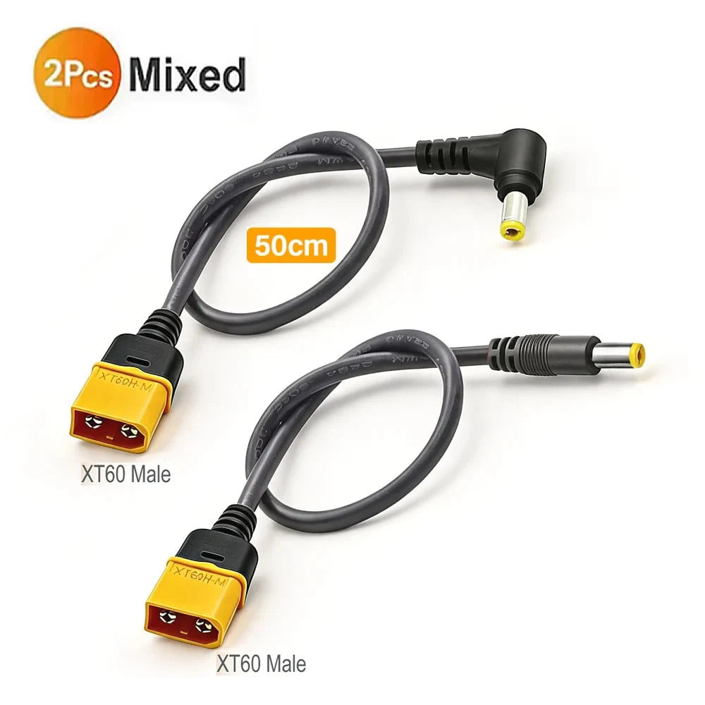 50cm XT60 Male Bullet Connector To Male DC DC5525 Power Cable 5.5x2.5mm Adaptor For TS101 PINE64 Electronic Soldering Iron