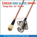 Kit Set PL259 SO239 SL16 UHF Female Flange to SMA RP-SMA RP SMA Male Female 90 Degree 4 Hole 25 * 25mm Pigtail Jumper RG316 Cabl