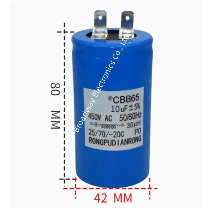 CBB65 full-automatic washing machine start capacitance 450V 8.5UF 10UF 12UF 13UF 15UF 16UF Single insert