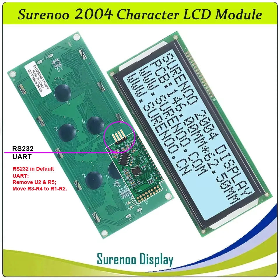 Surenoo 204 20X4 2004 Parallel Serial IIC I2C LCD2USB USB2LCD RS232 UART TTL Large Character LCD Module Display Screen Panel LCM