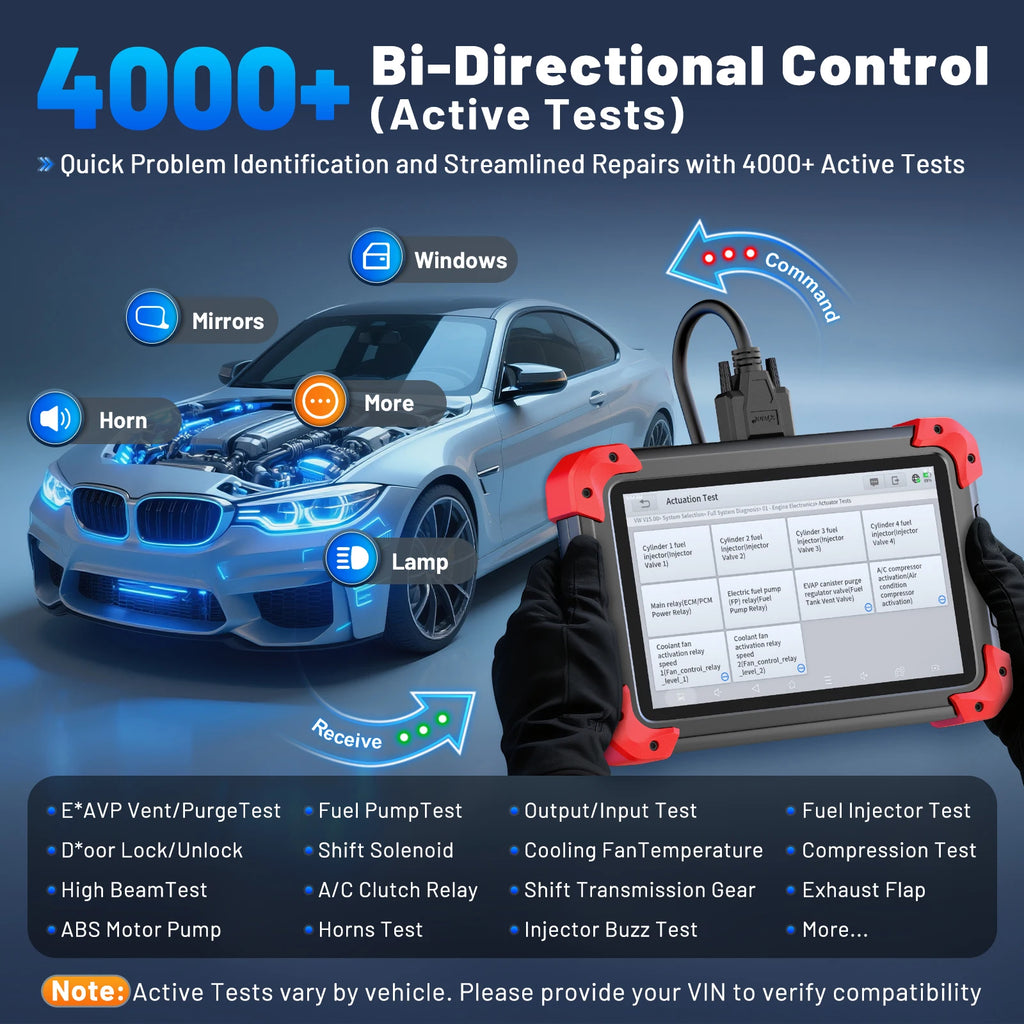 XTOOL D7 V2.0 Automotive Diagnostic Tool All System Scan Tools ECU Coding Bidirectional OBD2 Scanner 36+ Service FCA CAN FD DOIP