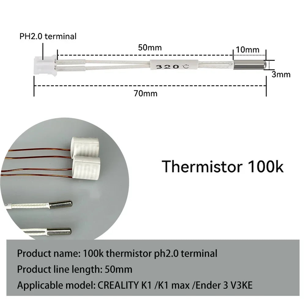 For Ender 3 V3 KE Ceramic Heater For Creality K1c /K1 /K1 Max Hotend Thermistor Cartridge Sensor & Ceramic Heating 24V 60W