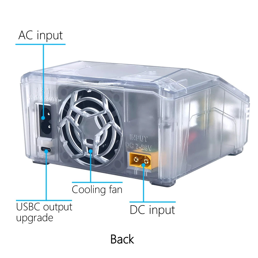 ToolkitRC M6DAC V2 TRN Charger 2CH AC200W Transparent Color DC800W IPS Model Toy Car Lithium Battery Charging 1S 2-6S LiPo LiHv