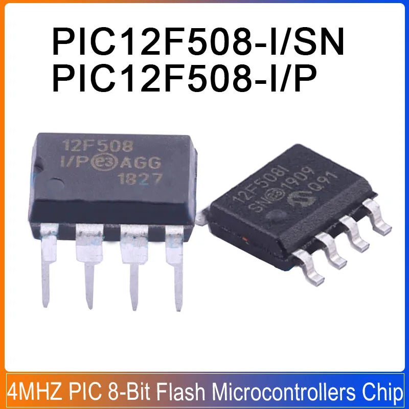 1/5/20PCS PIC12F508-I/P DIP-8 PIC12F508-I/SN SOP-8 12F508 4MHZ PIC 8-Bit Flash Microcontrollers Chip