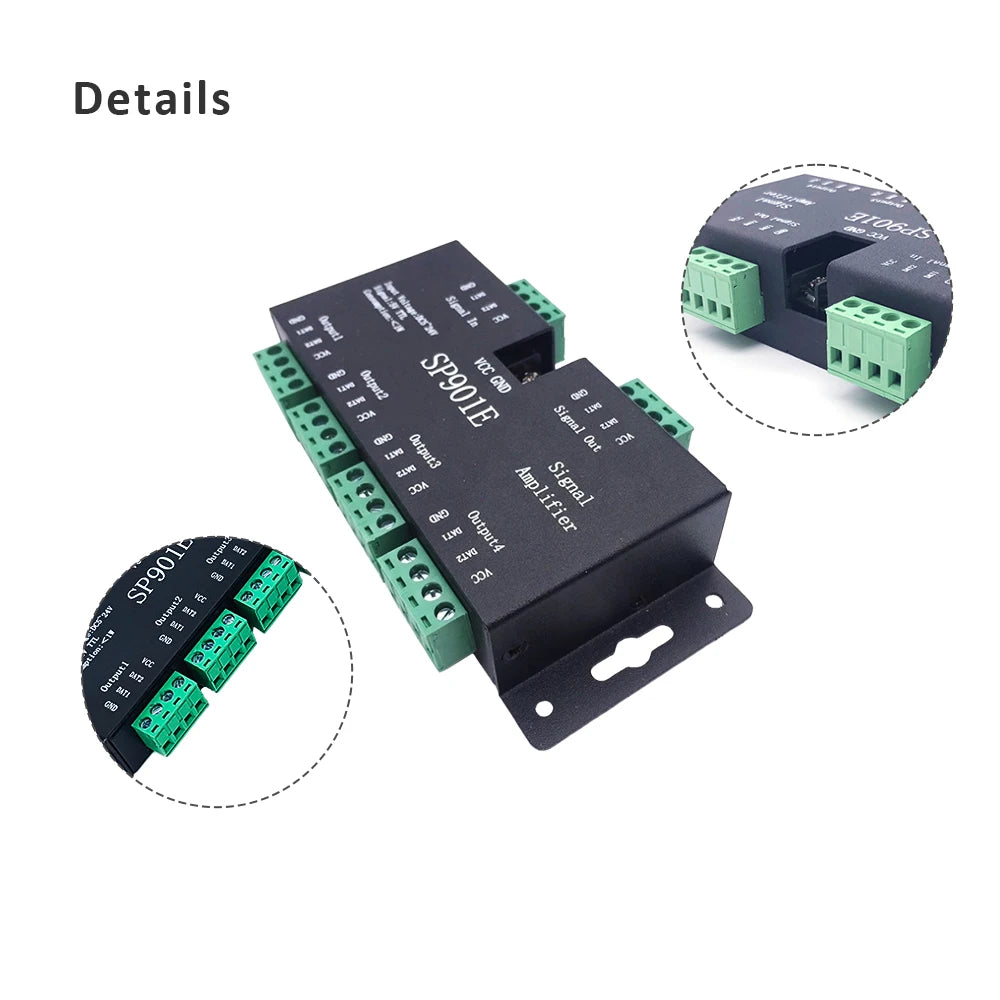 SP901E SPI Signal Amplifier Repeater 4CH DC5-24V for WS2812B WS2811 WS2813 Addressable Dream LED RGB Magic Strip Pixel Light