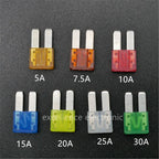 35/70/105pcs Mini M2 Car Fuse Long Foot Insert 5A 7.5A 10A 15A 20A 25A 30A with Puller Tool for Car Boat Truck SUV Automotive