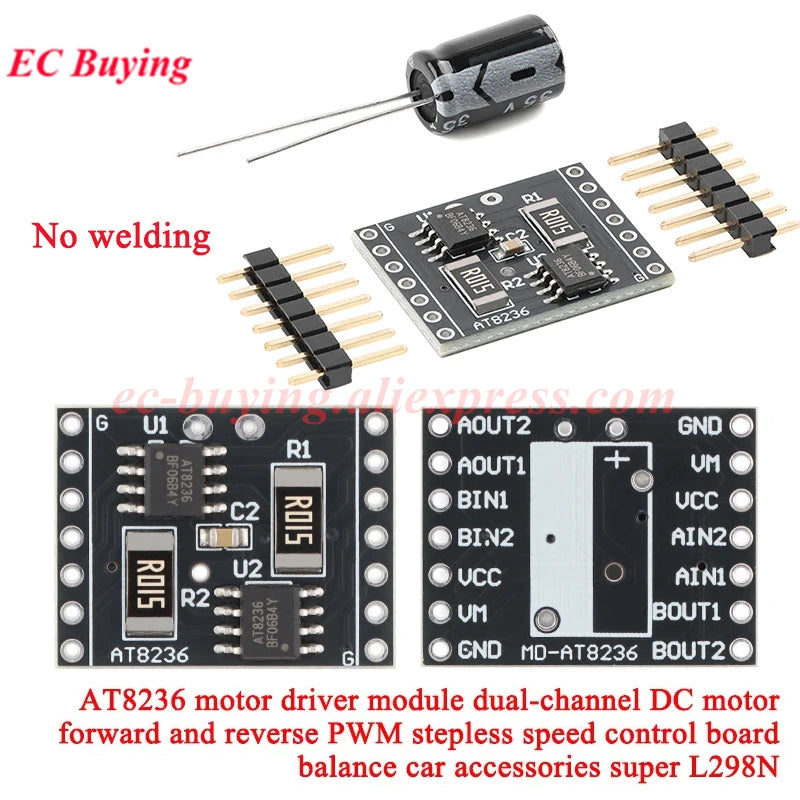 1Pc-10Pcs A4950 TB6612 AT8236 Dual CH Motor Drive Module Super L298N DC Brushed Forward Reverse PWM Stepless Speed Control Board