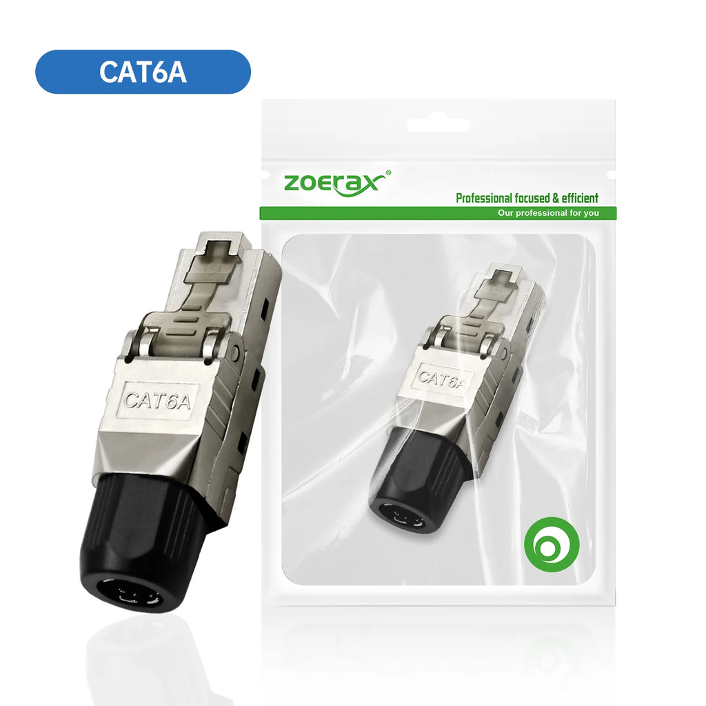 ZoeRax Toolless RJ45 Ethernet Connector Gold Plated Plug Shielded Ethernet Connector for Cat6A Cat7 Cat8 Compatible POE STP