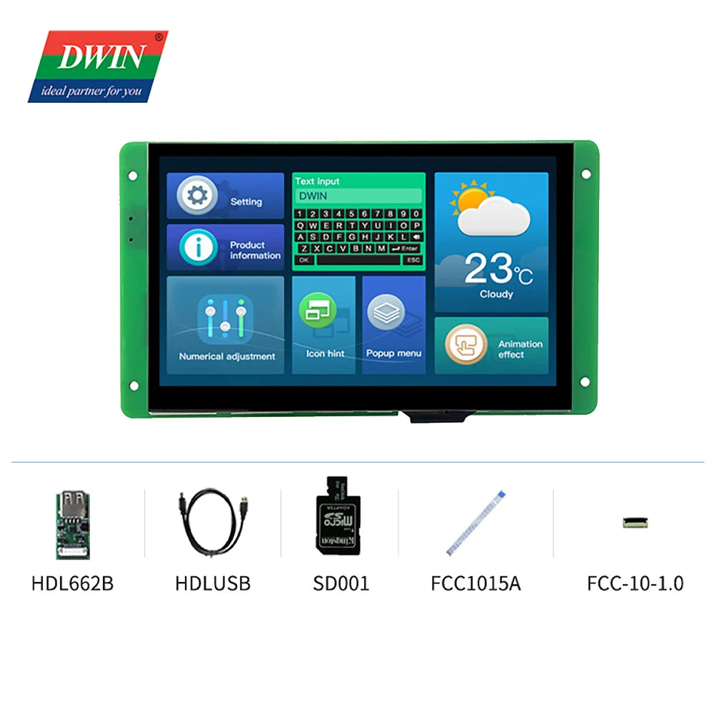 DWIN 7 Inch LCD Module 800*480 RS232/TTL HMI Commercial Touch Panel Screen Smart UART TFT Display DMG80480C070-04W