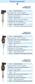 0-200C to RS485 4-20mA 0-10V 0-5V Temperature Signal Transmitter Converter -50-100C 304SS Probe DC24V PT100 Temperature Sensor