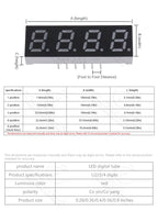 5PCS LED Digital Tube Display 0.28/0.36/0.4/0.56/0.8-Inch 1/2/3/4-Bit 7 Segment Common Cathode/Anode Red/White/Yellow/Green/Blue