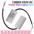 1pc CBB60 Motor Run Capacitors 450VAC Starting Capacitor 5% for Washing Machine 450V 3UF 4UF 5UF 6UF 8UF 10UF 12UF 15UF 18UF 20U