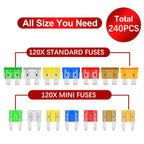 142PCS/240PCS/280PCS/341PCS Multi-Specification Car Fuse Set for Automotive Electricians And Electrical Use