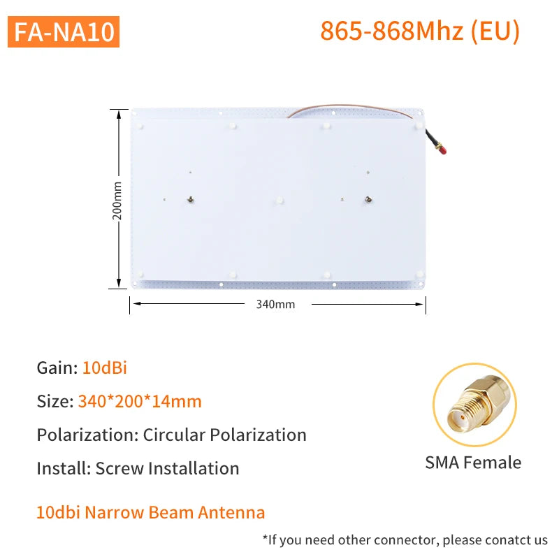 8dBi PCB Directional UHF RFID Reader Antenna Narrow-Angle Beam Antenna Access Control UHF RFID Narrow Beam Antenna