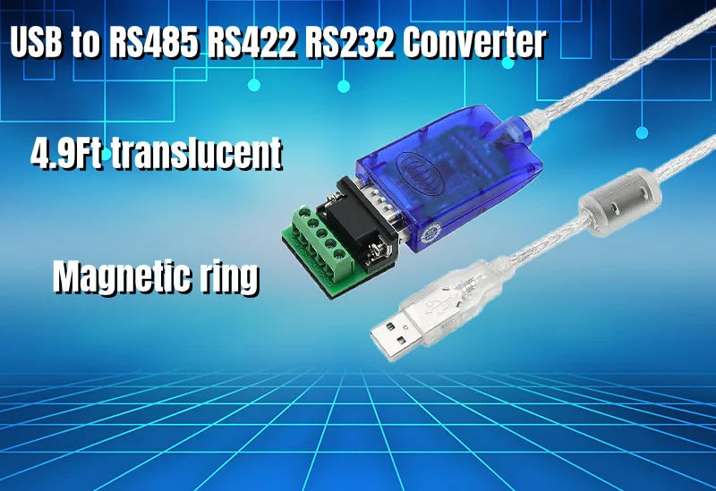 UOTEK 4.9Ft USB to RS232 RS485 RS422 Converter USB-A RS-232 RS-485 RS-422 Cable Serial DB9 Connector Full Half Duplex UT-8890