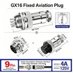 5Set/lot GX16 2/3/4/5/6/7/8/9/10 Pin Male + Female 16mm L88-93 Circular Aviation Socket Plug Wire Panel Connector