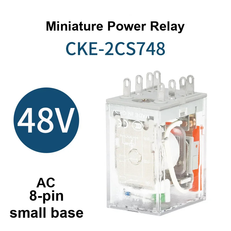 2Pcs CNTD CKE-2CS Miniature Relay 8-Pin DPDT 5A 250VAC 30VDC Plug-in Silver Alloy 14 Coil Voltages DC/AC CCC CE RoHS