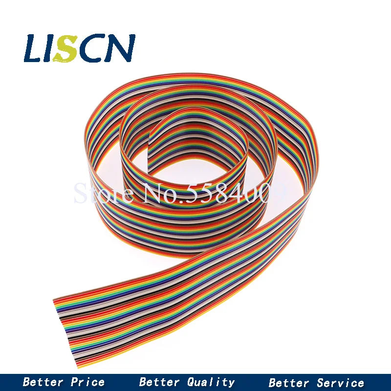 1Meter 6P/8P/10P/12P/14P/16P/34P/40P/60P 1.27mm PITCH Color Flat Ribbon Cable Rainbow DuPont Wire for FC 1.27 Dupont Connector