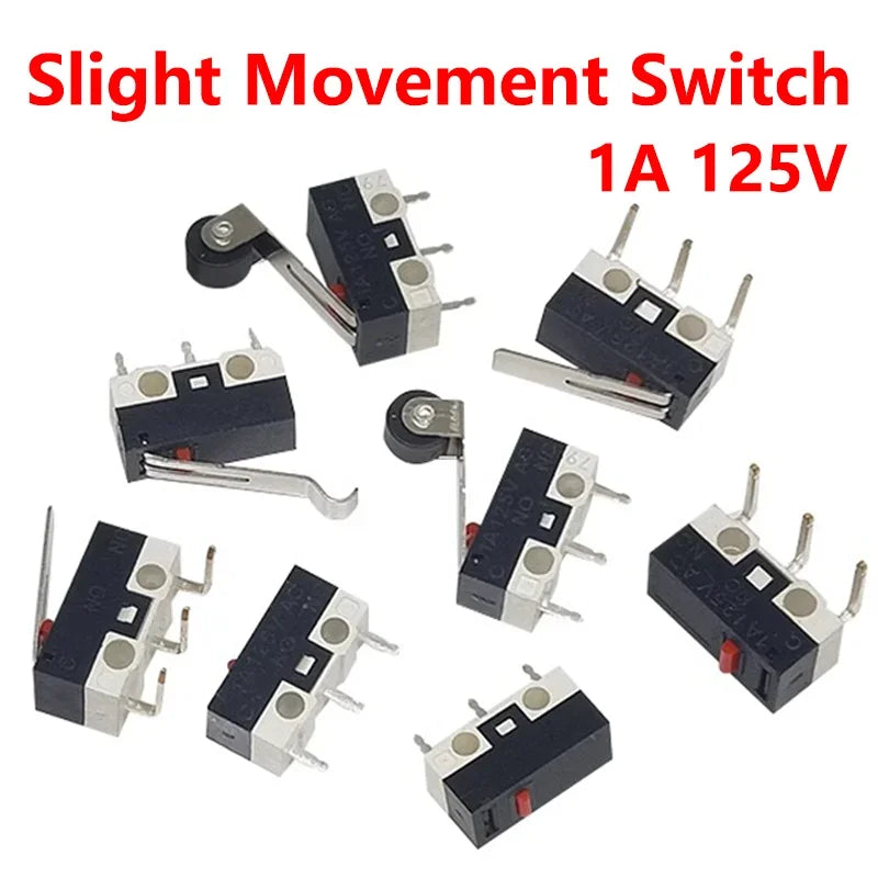20/100/1000Pcs Micro Limit Switch Mouse Button Tact Switch with Handle Roller Lever Arm Bent Pin PCB Terminal SPDT
