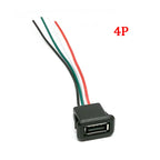 USB 2.0 Female Base 2P/4P Direct Pressure Buckle Welding Wire Type A-Port Waterproof Socket Charging Female Plug
