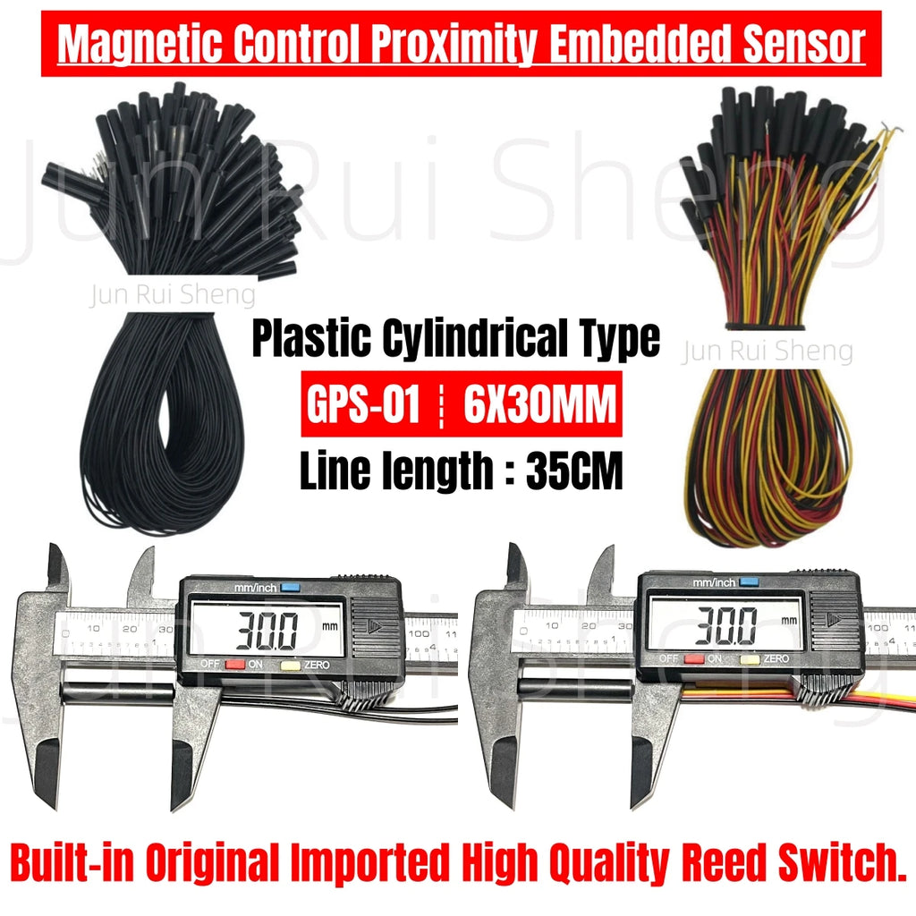 Plastic Reed Contact Switch GPS-01 6*30MM 3Line Normally Open Normally Closed NO/NC Conversion Magnetic Control Induction Sensor