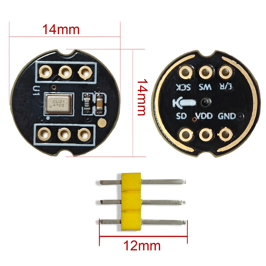 INMP441 Compatible I2S MEMS Microphone Module Omnidirectional 24-bit Digital Output High SNR 61dBA Low Power ESP32 Audio MS3625