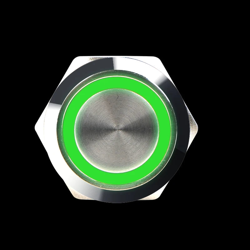 12 16 19 22MM Metal Button Switch LED Light Waterproof Momentary  Self-Locking Car Engine Power Supply 5V 6V12V24V 220V Red Blue