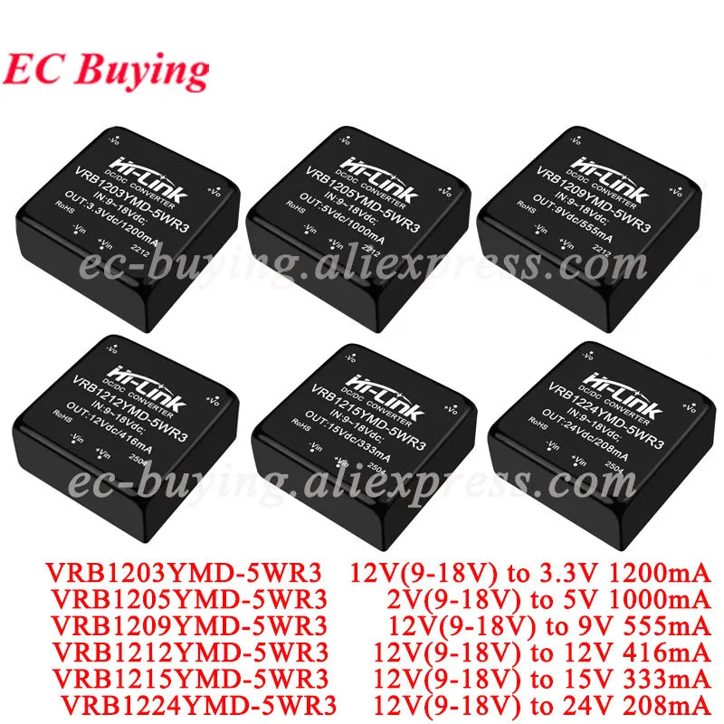 DC-DC Isolated Converter Power Supply Module 5W DC 12V 48V to 15V/5V/12V 24V to 5V/12V HLK-5D2405/5D1205/5D1212/5D1215/5D2412